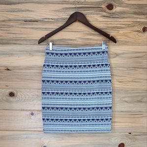 RD Style Blue and White Pencil Skirt,  Ladies Size XS Petite